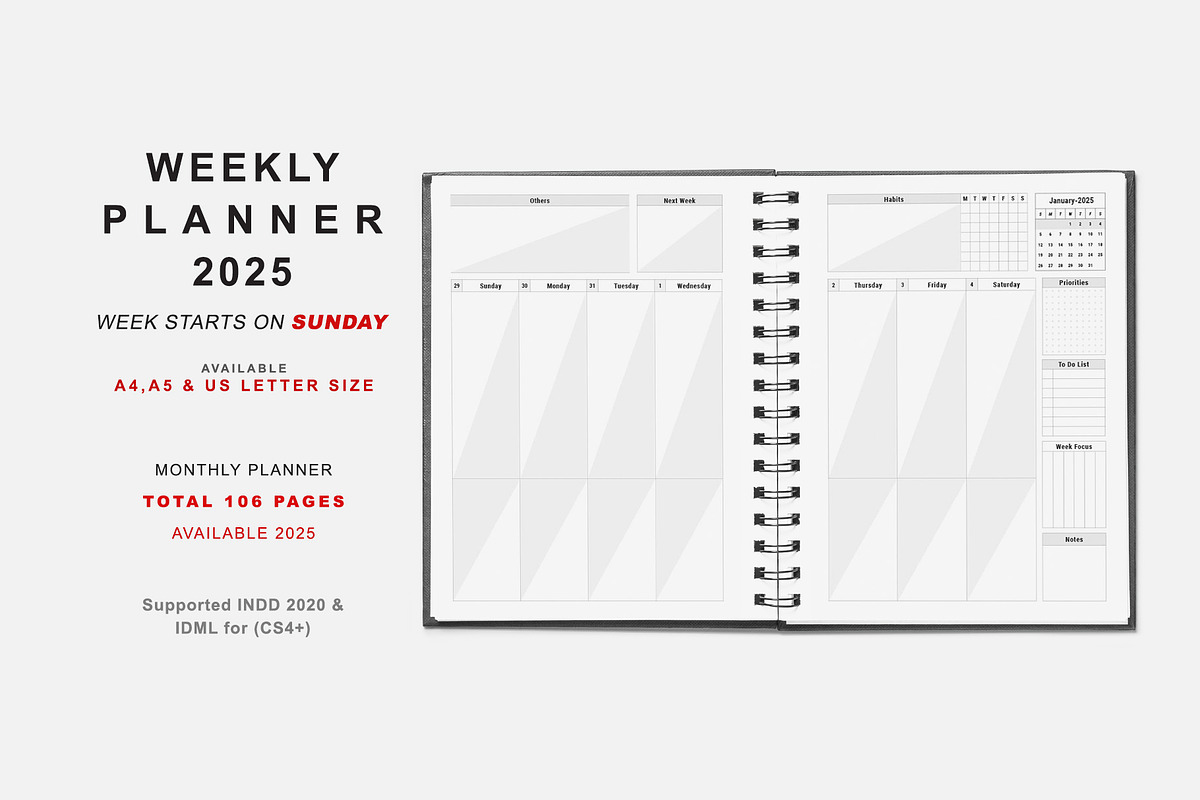 2025 Sunday Starts Planner Bundle, a Stationery Template by MNT-Creator (Photo 3 of 10)