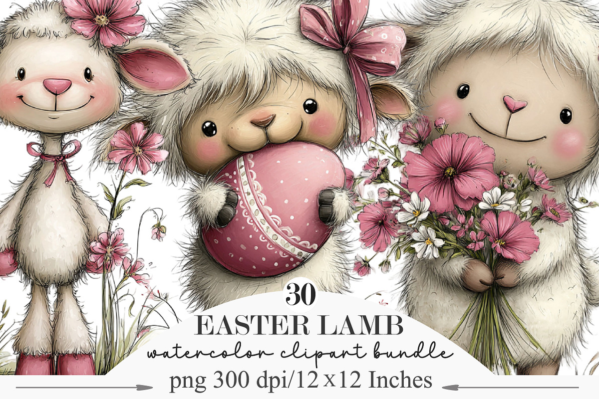 Easter Lamb Clipart, an Illustration by Designking (Photo 1 of 5)