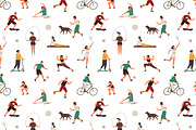 People do sports seamless pattern, a Pattern Graphic by Good Studio (Thumbnail 1 of 3)