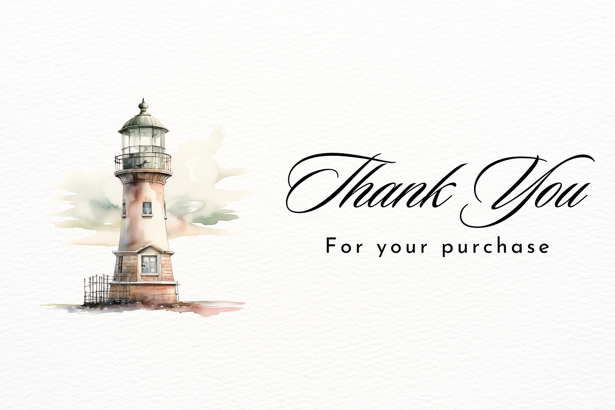 Watercolor Lighthouse and Seagulls, an Object Illustration by New-School-Wave (Photo 5 of 5)