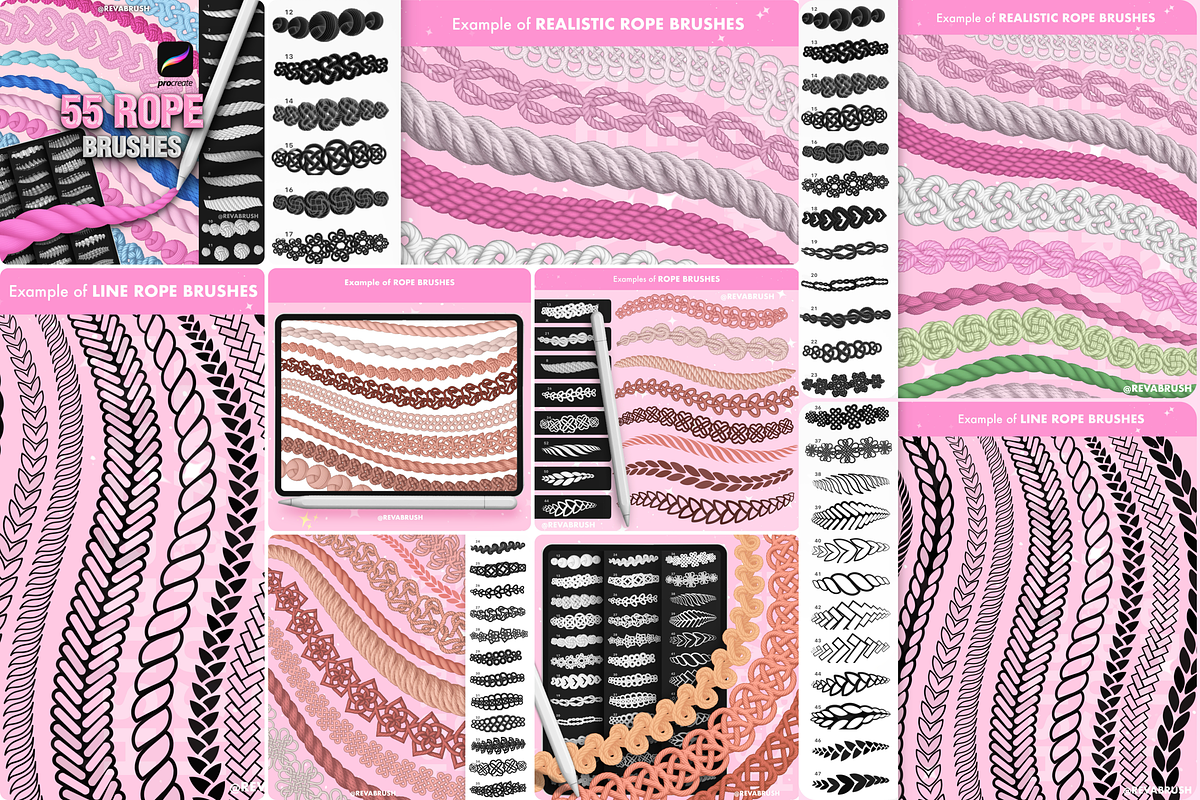 Procreate Crochet Knit Rope brushes, a Brush Add-On by Revabrush (Photo 3 of 5)
