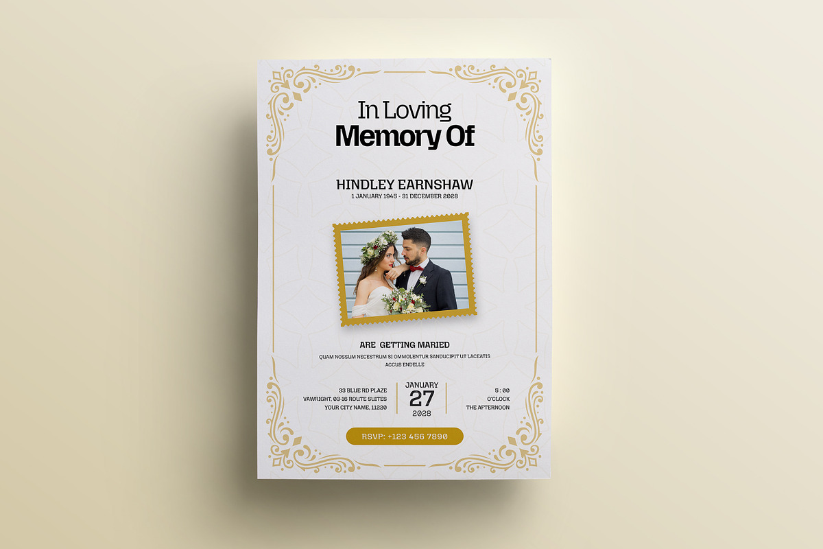 Floral Wedding Invitation Template, a Stationery Template by Creatiya Type (Photo 5 of 5)