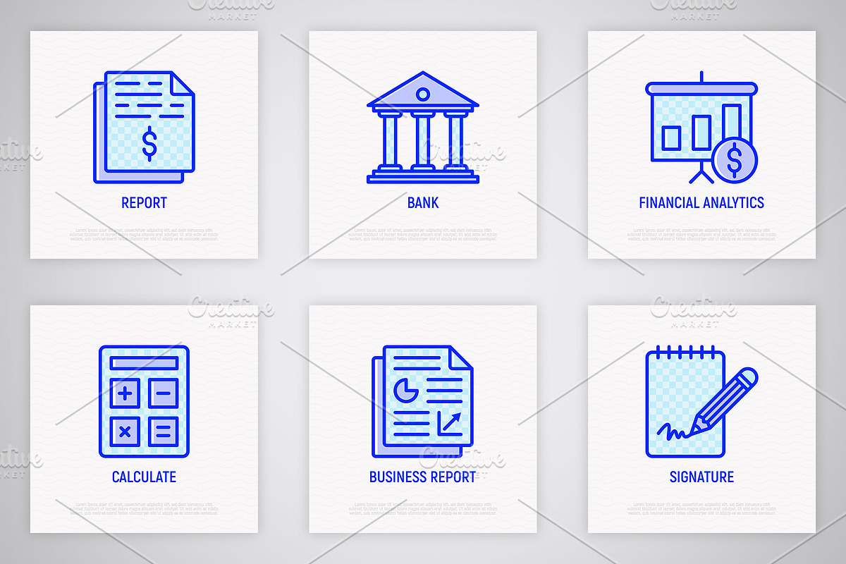 Financial Report | 16 Thin Line Icon, an Outline Icon by Alex Blogoodf (Photo 5 of 11)