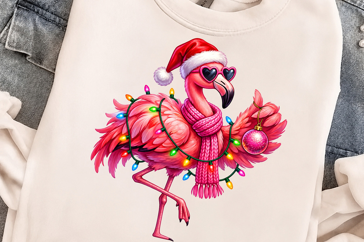 Pink Flamingo Christmas PNG Design, an Object Graphic by Zahyl Studio (Photo 4 of 7)
