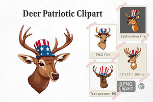 Deer Patriotic Clipart, a Graphic by Artnoy
