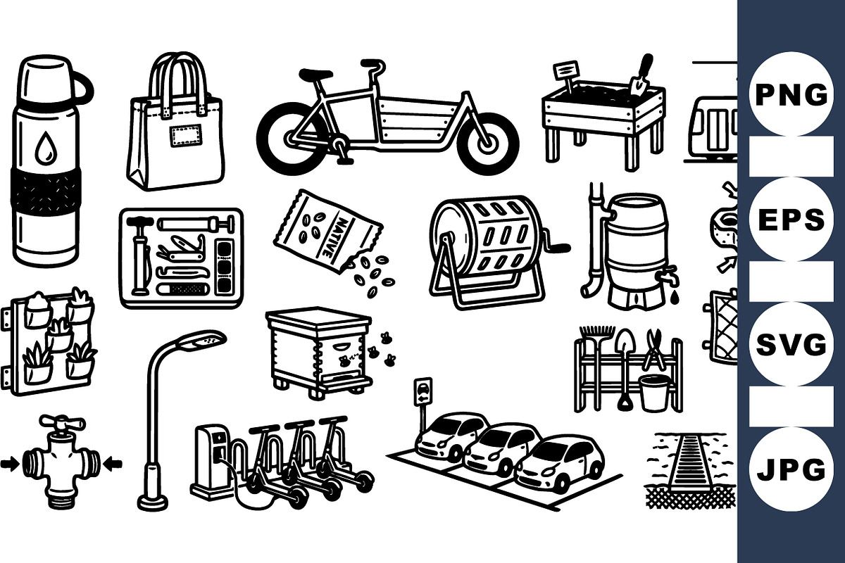 Urban Eco Lifestyle Icons Set, an Illustration by designvectx (Photo 1 of 3)