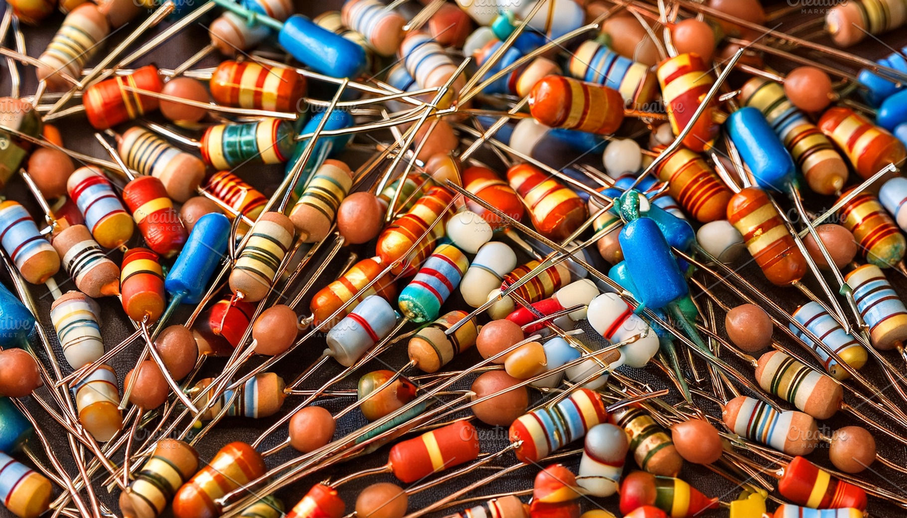 many resistors top view AI generated, a Photo by WorldOfPhotos