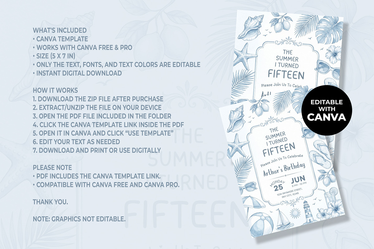 Summer Birthday Invitation, an Invitation Template by M9 Design (Photo 5 of 5)