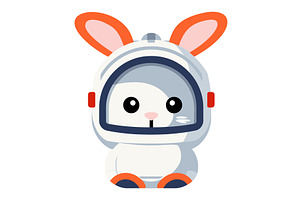 Cute bunny astronaut helmet, cartoon, an Animal Illustration by Vectorstockersland