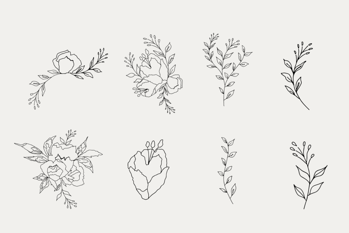 Flower drawings, an Illustration by Just Like White Creative (Photo 2 of 5)