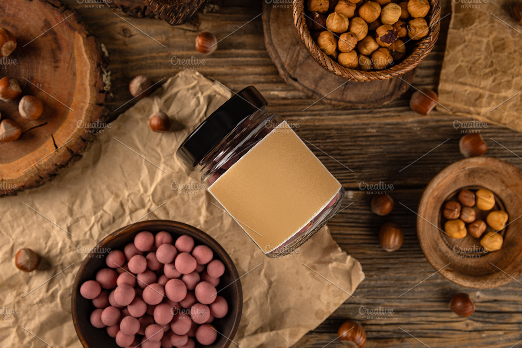 Raspberry taste white chocolate covered peanuts, a Photo by Grafvision photography