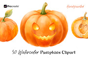 Hand-Painted Watercolor Pumpkins, an Object Graphic by crafty (Thumbnail 1 of 8)