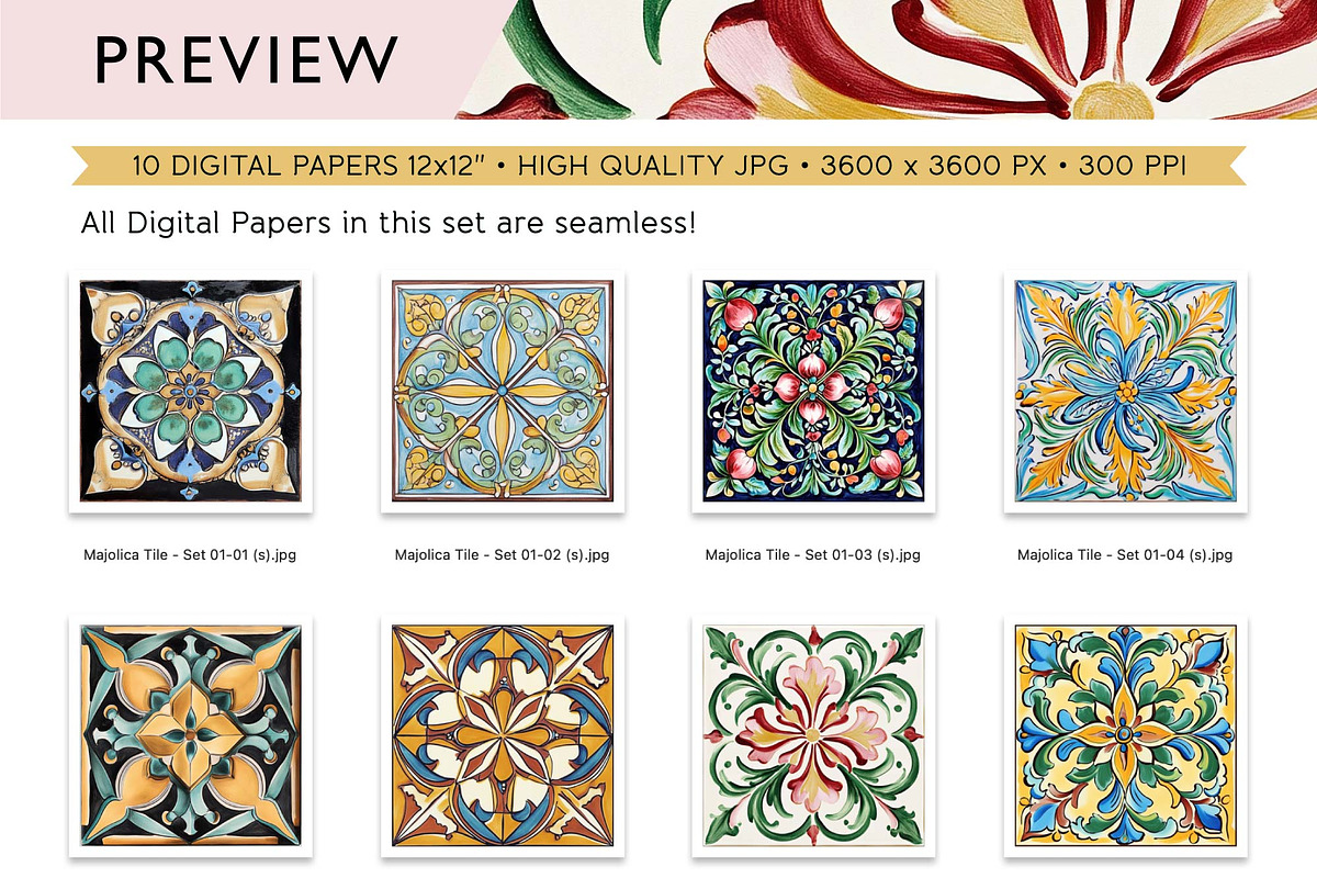 Seamless Majolica Tiles, a Pattern Graphic by Maishop (Photo 4 of 4)