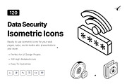 Isometric Data Security Icons, an Outline Icon by Vectors Market (Thumbnail 1 of 6)