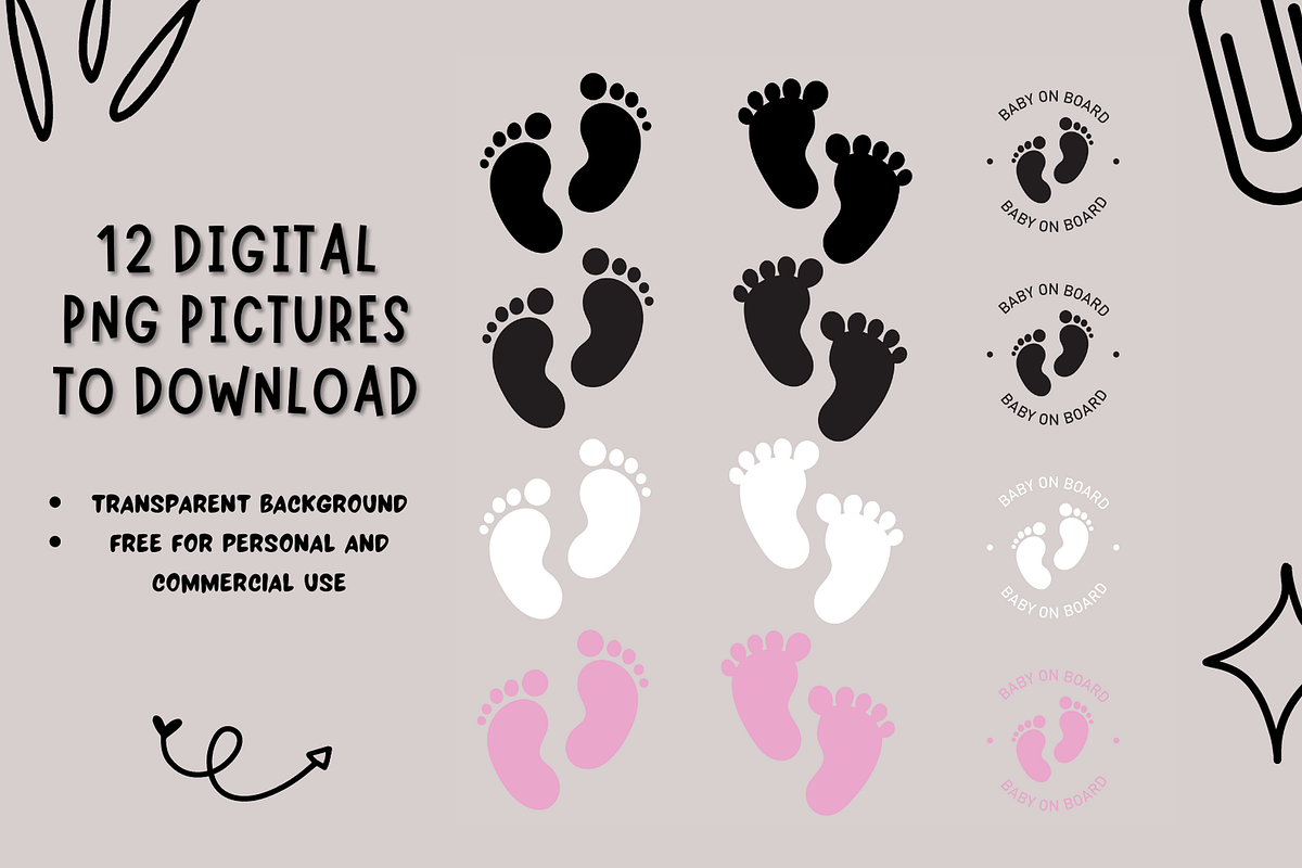 Baby Footprint,  BABY ON BOARD PNGs, an Object Graphic by bigmomentsdesign (Photo 2 of 7)