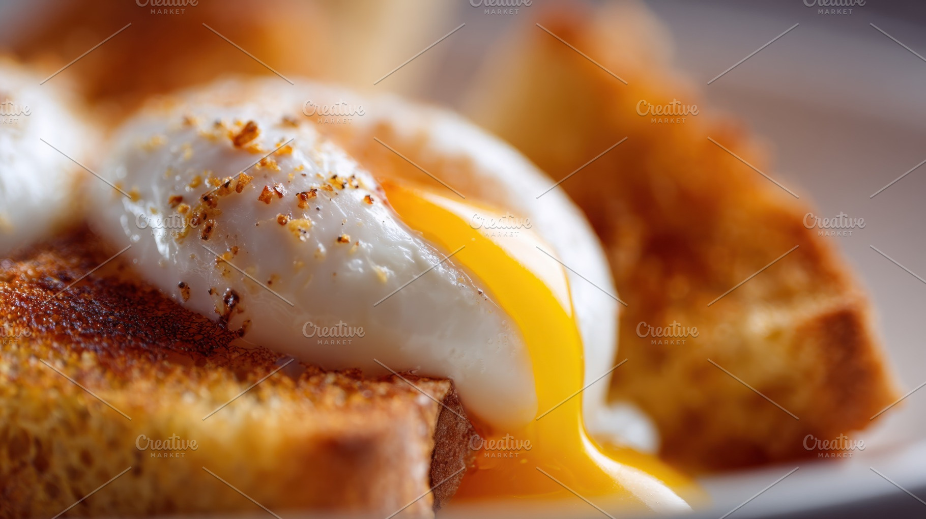 Perfectly cooked egg on toast slice, a Photo by Beautiful things