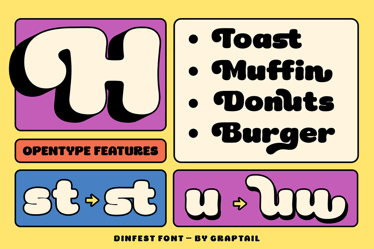 Dinfest Bold - Retro Font, a Sans Serif Font by Graptail (Photo 6 of 8)