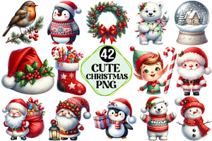 Cute Christmas Clipart Bundle, an Illustration by Pixels.Craft