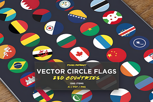 Circle Flags (230 - AI, PDF, PNG), a Solid Icon by alpercakici