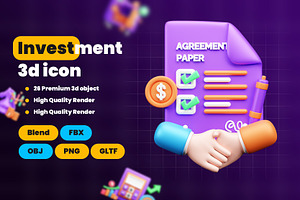 Investment 3d Illustration Icon Pac