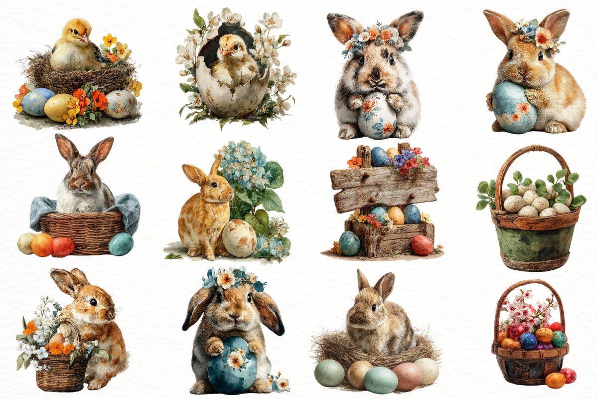 Watercolor easter Clipart, an Illustration by Designworld (Photo 3 of 7)