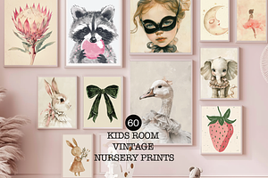 Kids Room Vintage Nursery Prints, a Background Graphic by Kristina&Co
