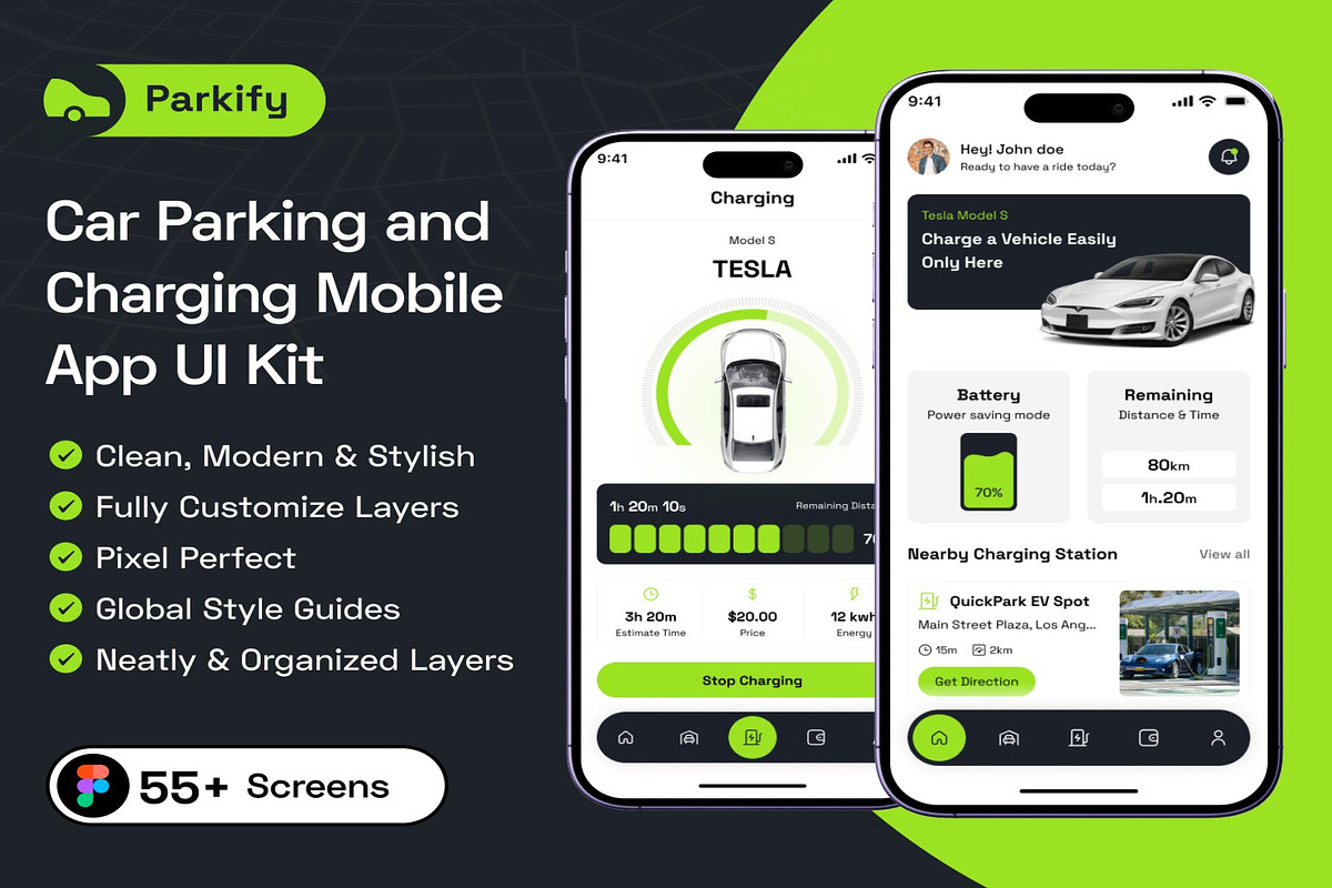 Parkify Car Parking& Charging Mobile, an UI Kit Template by Creative Perspective (Photo 1 of 8)