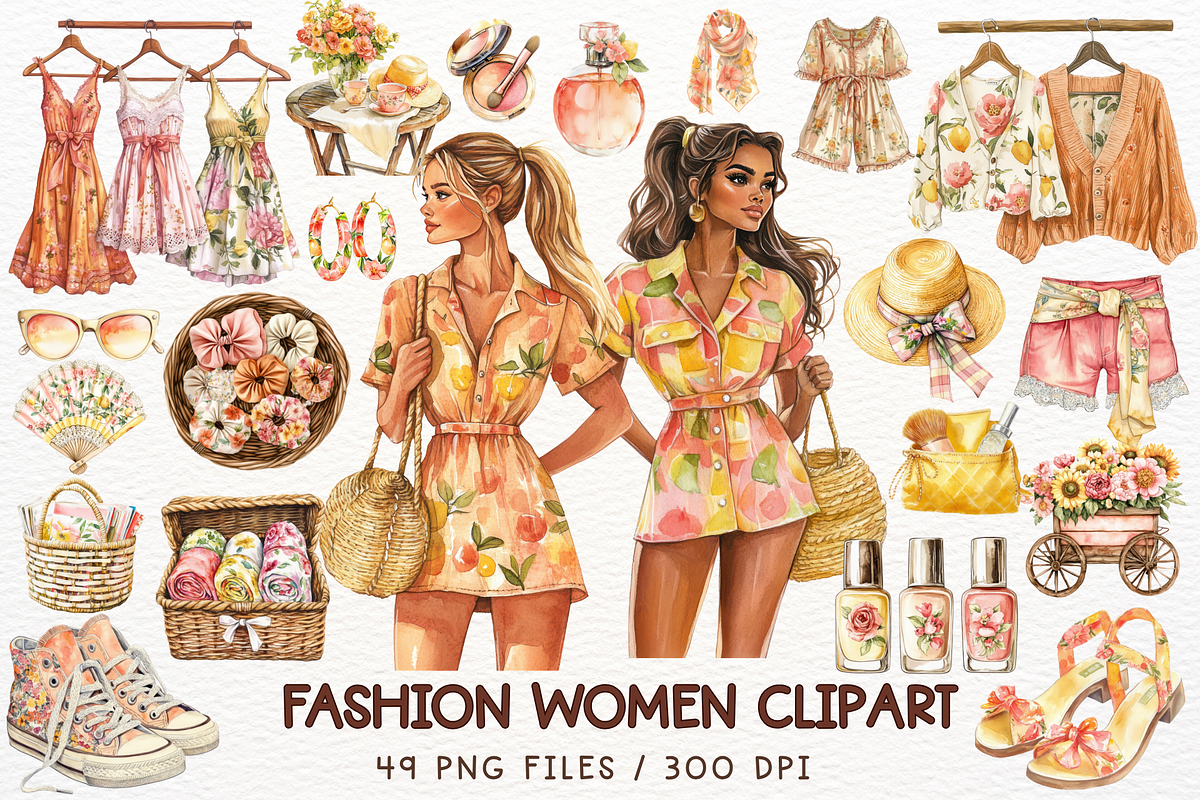 Fashion Women Clipart Watercolor PNG, a Decorative Illustration by Maysa Art (Photo 1 of 6)