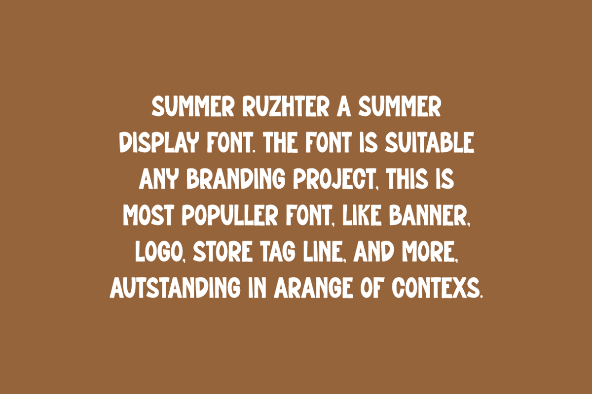 Summer Ruzhter Font, a Sans Serif Font by Iqsiart Studio (Photo 2 of 6)