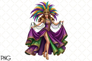 Mardi Gras Girl Sublimation PNG, an Illustration by Black Bird Studio