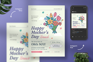 Happy Mother's Day Brunch Flyer, a Flyer Template by Annora Studio