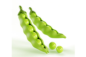 3d Green Peas, Bean With Seeds