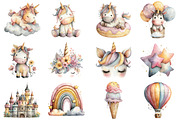 Watercolor Unicorn World Clipart Bun, an Illustration by Sublimation Artist (Thumbnail 3 of 7)