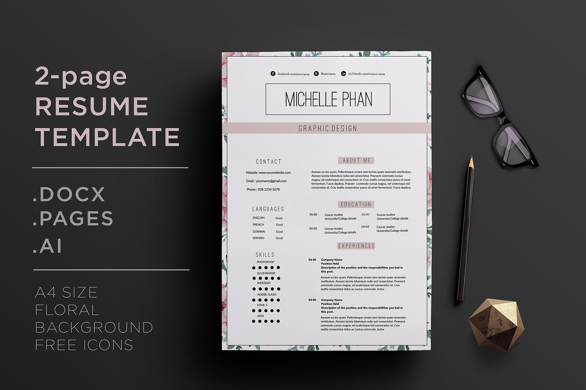 Elegant 2 page CV template, a Resume Template by Chic templates (Photo 1 of 5)