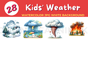 Kids' Weather watercolor JPG white b, a Seasonal Illustration by John_Walker (Thumbnail 2 of 3)