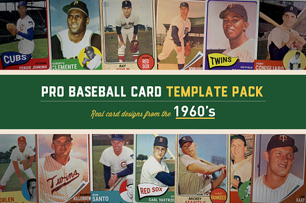 1960's Pro Baseball Card Templates, a Card Template by Chris Weibring