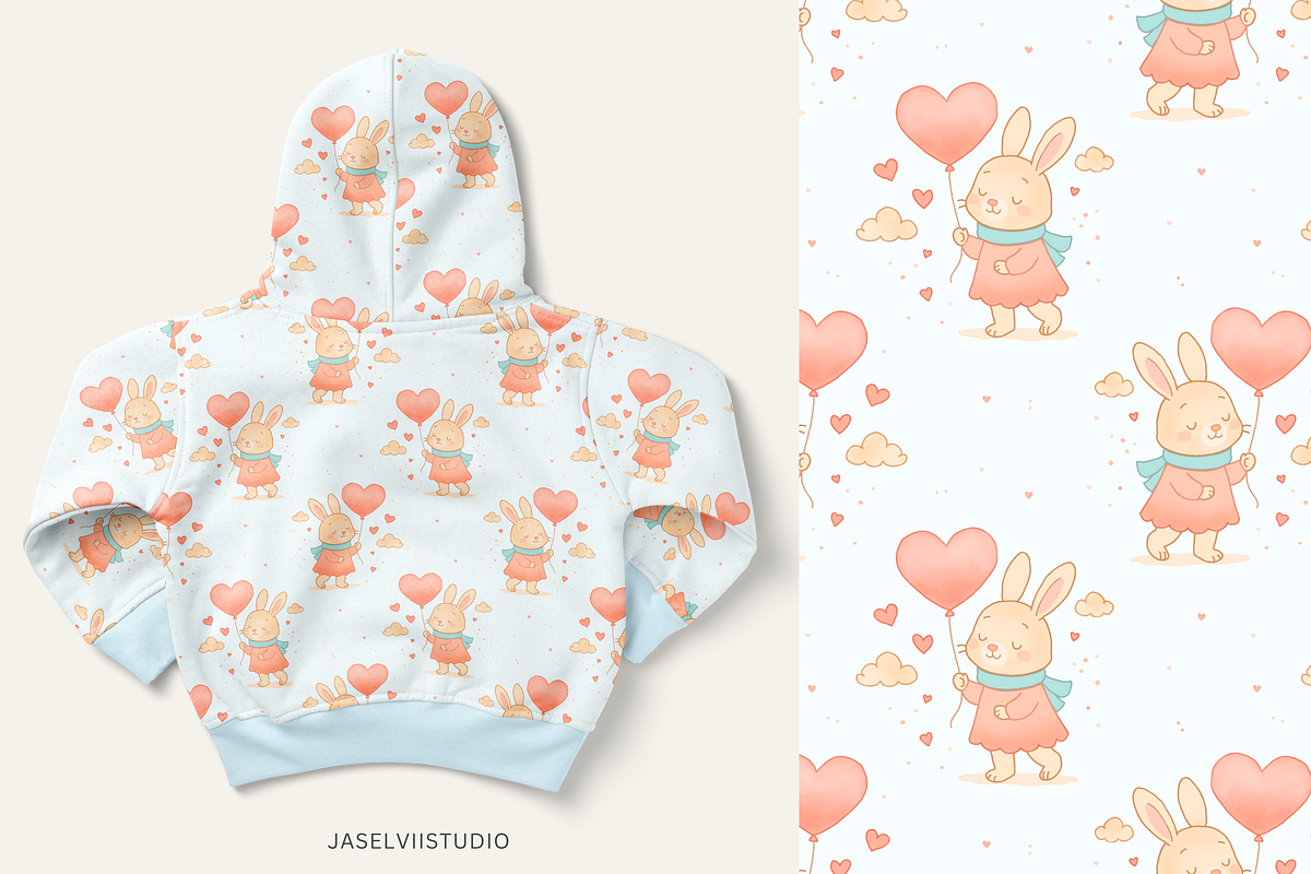 Bunny Valentine - Blue, a Pattern Graphic by Jaselvii Studio (Photo 5 of 8)