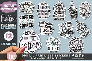 Funny Coffee Lover Stickers PNG