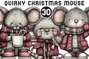 Quirky Christmas Mouse Clipart, an Illustration by Black Bird Studio (Thumbnail 1 of 6)