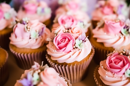 Cupcakes, cakes, scones and muffins and holiday decoration outdo, a Photo by Anneleven