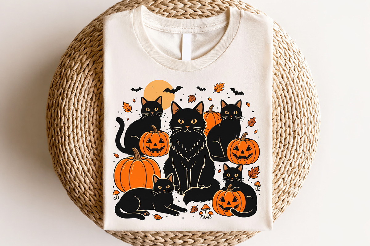 Black Cat Pumpkin Ghost Cat PNG, a Seasonal Illustration by CraftArtStudio (Photo 4 of 4)