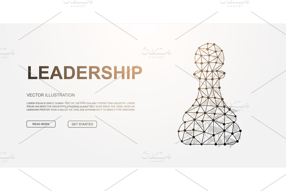 Polygonal wireframe chess pawn in, an Illustration by GraphiShop