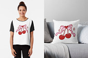 Coquette Bows and Cherries Clipart, an Object Graphic by Viaireshop (Thumbnail 2 of 3)