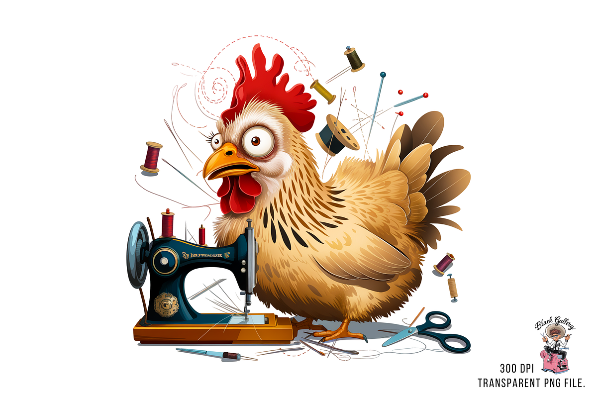 Funny Chicken Seamstress PNG Bundle, a Graphic by Clipart Bloom (Photo 7 of 16)