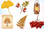 Watercolor Ephemera Autumn Clipart, a Seasonal Illustration by Canvas Craft (Thumbnail 2 of 5)