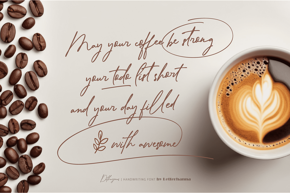 Dithagenas Font, a Handwritten Font by Letterhanna Studio (Photo 2 of 14)