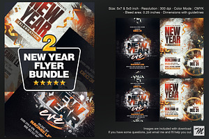2 New Year Flyer Bundle, a Flyer Template by Tarommir