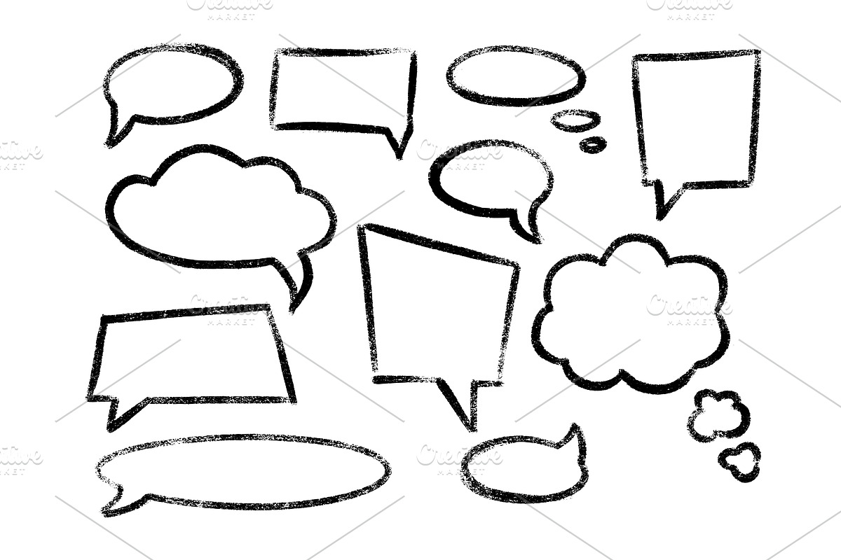 Crayon speech bubble vector set -, a Texture Illustration by YuliiaOsadcha