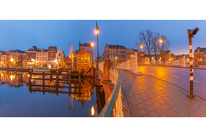 Bridge and historic buildings in, an Architecture Photo by kavalenkava