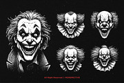 10 Bundle Dark Art Clown Scary Face, an Illustration by Morspective (Thumbnail 5 of 7)